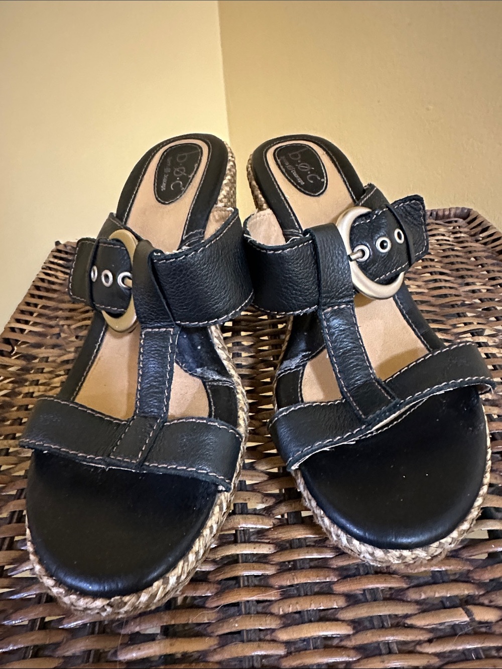 Sandals Slides Heels Espadrille Wedge Double Strap Women - Picture 3 of 17